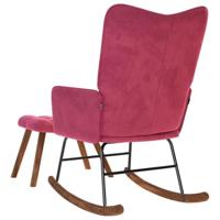 Schommelstoel met krukje fluweel wijnrood - thumbnail