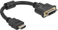Delock 65206 HDMI / DVI Adapter [1x HDMI-stekker - 1x DVI-bus 24+5-polig] Zwart 0.20 m - thumbnail