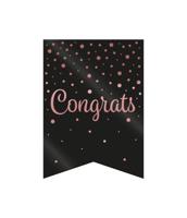 Verjaardagsslinger Vaandel &apos;Congrats&apos; Roze/Zwart - thumbnail