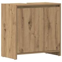 Wastafelkast 60x33x60 cm bewerkt hout artisanaal eikenkleurig - thumbnail