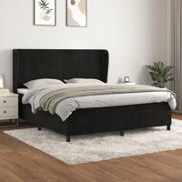 Boxspring met matras fluweel zwart 180x200 cm - thumbnail