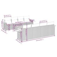 9-delige Loungeset met kussens poly rattan zwart - thumbnail