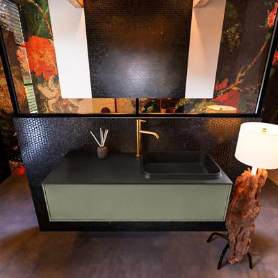 Badkamermeubelset Mondiaz Erin 120 cm met 1 Lade met RIDGE Wastafel Rechts Urban met 1 kraangat Greeploos Mat Army Badkamermeubelset Mondiaz Erin 120 cm met 1 Lade met RIDGE Wastafel Rechts Urban met 1 kraangat Greeploos Mat Army