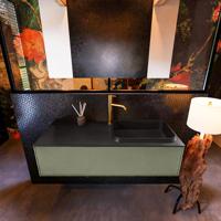 Badkamermeubelset Mondiaz Erin 120 cm met 1 Lade met RIDGE Wastafel Rechts Urban met 1 kraangat Greeploos Mat Army - thumbnail