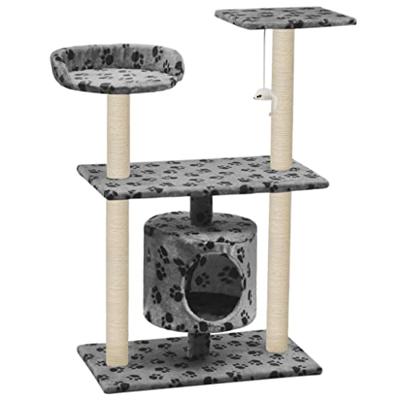 VidaXL Kattenkrabpaal met sisal krabpalen 95 cm pootafdrukken grijs