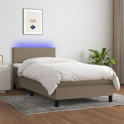 Boxspring met matras en LED stof taupe 90x190 cm