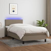 Boxspring met matras en LED stof taupe 90x190 cm - thumbnail