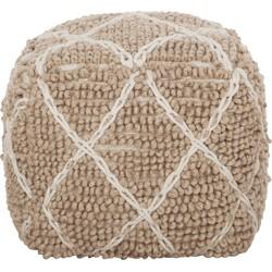 MUST Living Poef 'Princess' 40cm, kleur Wit / Beige