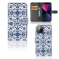 Apple iPhone 13 Hoesje Flower Blue - thumbnail