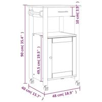 Keukentrolley MONZA 48x40x88,5 cm massief grenenhout - thumbnail