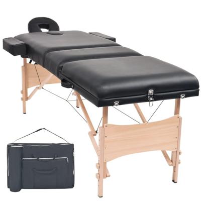 VidaXL Massagetafel inklapbaar 3 zones 10 cm dik zwart VidaXL Massagetafel inklapbaar 3 zones 10 cm dik zwart