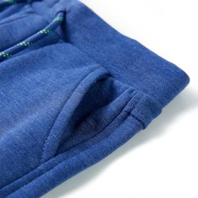 Kindershorts met trekkoord 128 gemleerd blauw - thumbnail
