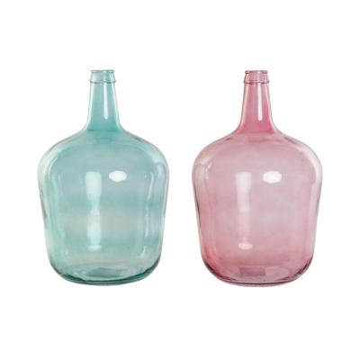 Vaas DKD Home Decor Groen Roze Gehard glas 25 x 25 x 40 cm (2 Stuks)