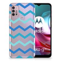 Motorola Moto G30 | G10 | Flexibel TPU bumper | Zigzag Blauw - thumbnail