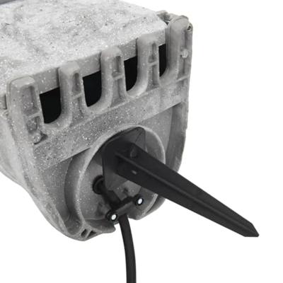 VidaXL Tuinstopcontact met grondpin lichtsensor 4-wegs steenlook grijs
