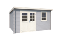 Outdoor Life Amira Blokhut 400x295 cm 28 mm vuren Platinum Grey-Wit gecoat- Lessenaarsdak- - Outdoor Life - thumbnail