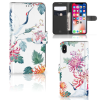 Apple iPhone Xs Max | Telefoonhoesje | Met pasjeshouder | Bird Flowers - thumbnail