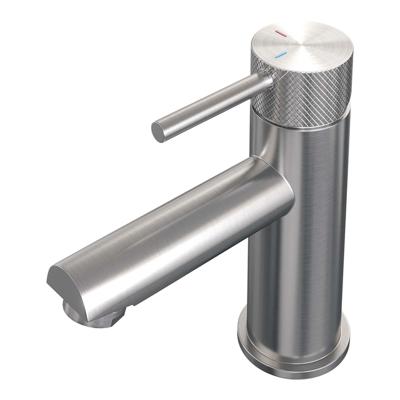 Wastafelmengkraan Brauer Brushed Carving Coldstart Opbouw Laag Ronde Hendel Geborsteld RVS PVD PVD Brauer