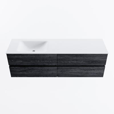 MONDIAZ VICA 160cm badmeubel onderkast Antracite 4 lades. Wastafel CLOUD links zonder kraangat, kleur Talc.