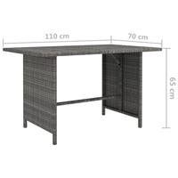 Tuintafel 110x70x65 cm poly rattan grijs - thumbnail
