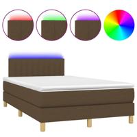 Boxspring met matras en LED stof donkerbruin 120x200 cm - thumbnail