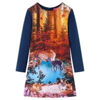 VidaXL Kinderjurk met lange mouwen 116 marineblauw - thumbnail