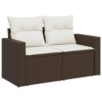 8-delige Loungeset met kussens poly rattan bruin - thumbnail