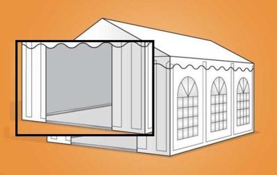 Eindwand PVC met deuringang 4 mtr breed BEIGE Eindwand PVC met deuringang 4 mtr breed BEIGE