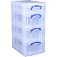 Really Useful Box trolley met 4 opbergdozen, zwart - thumbnail