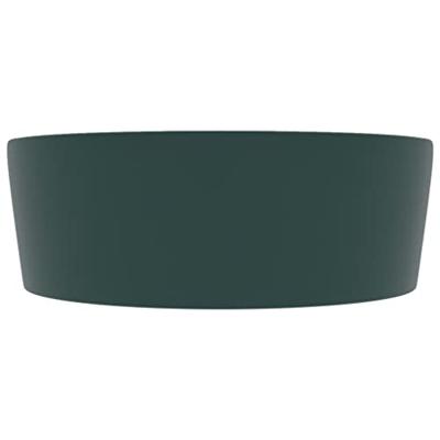 Wastafel met overloop 36x13 cm keramiek mat donkergroen Wastafel met overloop 36x13 cm keramiek mat donkergroen