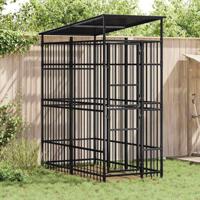 Hondenkennel met dak 1,84 m² staal - thumbnail