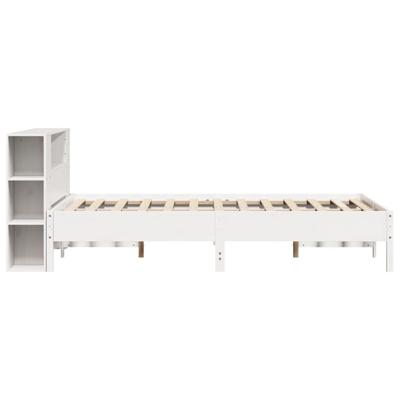 Bed met boekenkast zonder matras grenenhout wit 150x200 cm - thumbnail
