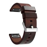 By Qubix - Leren bandje - Bruin - Compatible met Garmin Fenix 7X / 6X / 5X - Compatible Garmin bandje - thumbnail