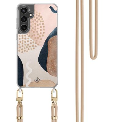 Samsung Galaxy S24 FE hoesje met beige koord - Abstract dots Samsung Galaxy S24 FE hoesje met beige koord - Abstract dots