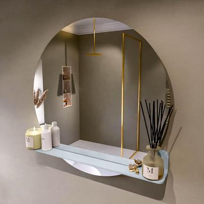 MONDIAZ SPOT spiegel rond 90cm met Spiegelplanchet kleur Clay.