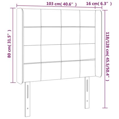 Hoofdbord met randen 103x16x118/128 cm fluweel lichtgrijs