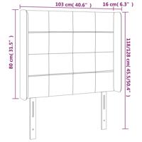 Hoofdbord met randen 103x16x118/128 cm fluweel lichtgrijs - thumbnail