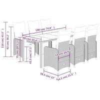 7-delige Bistroset met kussens poly rattan bruin - thumbnail