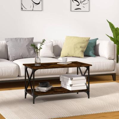 Salontafel 80x45x45 cm bewerkt hout en ijzer gerookt eikenkleur