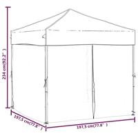 Partytent inklapbaar met zijwanden 2x2 m blauw - thumbnail