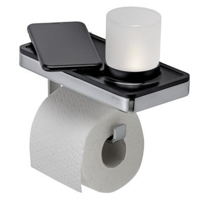 Planchet met Toiletrolhouder en Houder LED Licht Geesa Frame Zwart Chroom Planchet met Toiletrolhouder en Houder LED Licht Geesa Frame Zwart Chroom