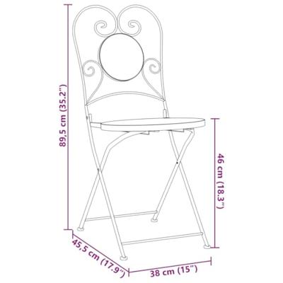 Bistrostoelen 2 st inklapbaar keramiek terracottakleurig en wit - thumbnail