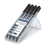Staedtler Lumocolor 319, permanent marker special, 4 stuks in verschillende schrijfbreedtes, zwart - thumbnail