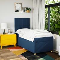 Boxspring met matras stof blauw 120x200 cm - thumbnail