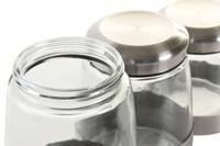 Set van 3 Potjes DKD Home Decor Kristal Zilverkleurig Transparant Roestvrij staal - thumbnail