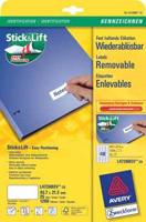 Avery afneembare witte etiketten Stick & Lift ft 45,7 x 21 mm (b x h), 1.200 stuks, 48 per blad - thumbnail