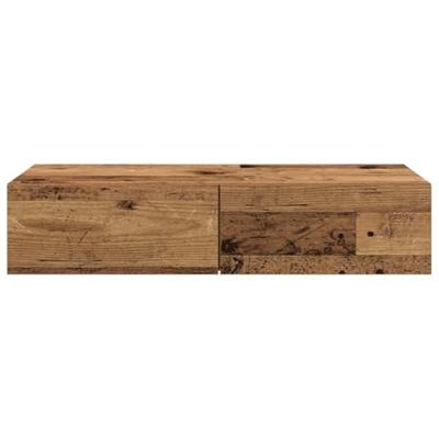 Wandschap met lades 80x33x17 cm bewerkt hout oud houtkleurig Wandschap met lades 80x33x17 cm bewerkt hout oud houtkleurig