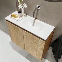 MONDIAZ TURE 60cm toiletmeubel washed oak. EDEN wastafel talc rechts geen kraangat - thumbnail