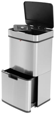 Hailo Öko Vario XL 6560010 Afvalscheidingssysteem 50 l RVS, Kunststof (b x h x d) 420 x 785 x 315 mm Zilver Anti-vingerafdrukken, Met automatische deksel 1