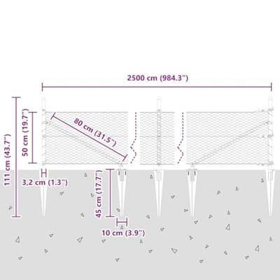 VidaXL Afrasteringspaal grijs 25 x 0,5 m (25 mm gaas) staal VidaXL Afrasteringspaal grijs 25 x 0,5 m (25 mm gaas) staal